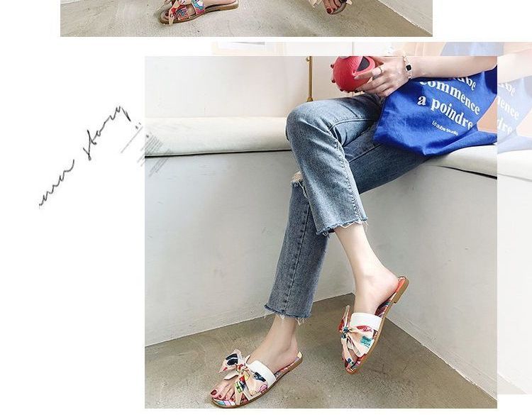 Flat Ribbon Slide Sandals