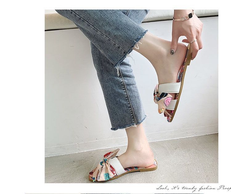 Flat Ribbon Slide Sandals