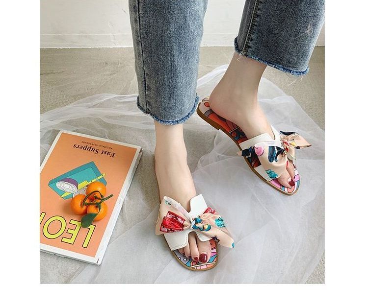 Flat Ribbon Slide Sandals
