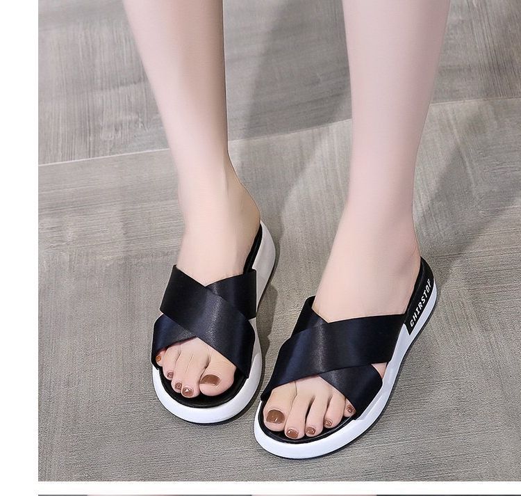Platform Slide Sandals Crisscross