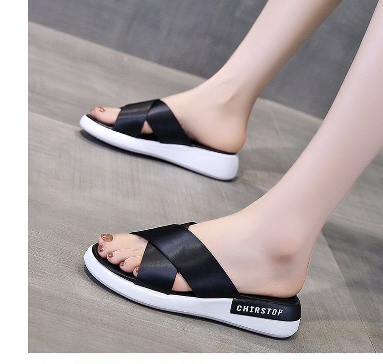 Platform Slide Sandals Crisscross