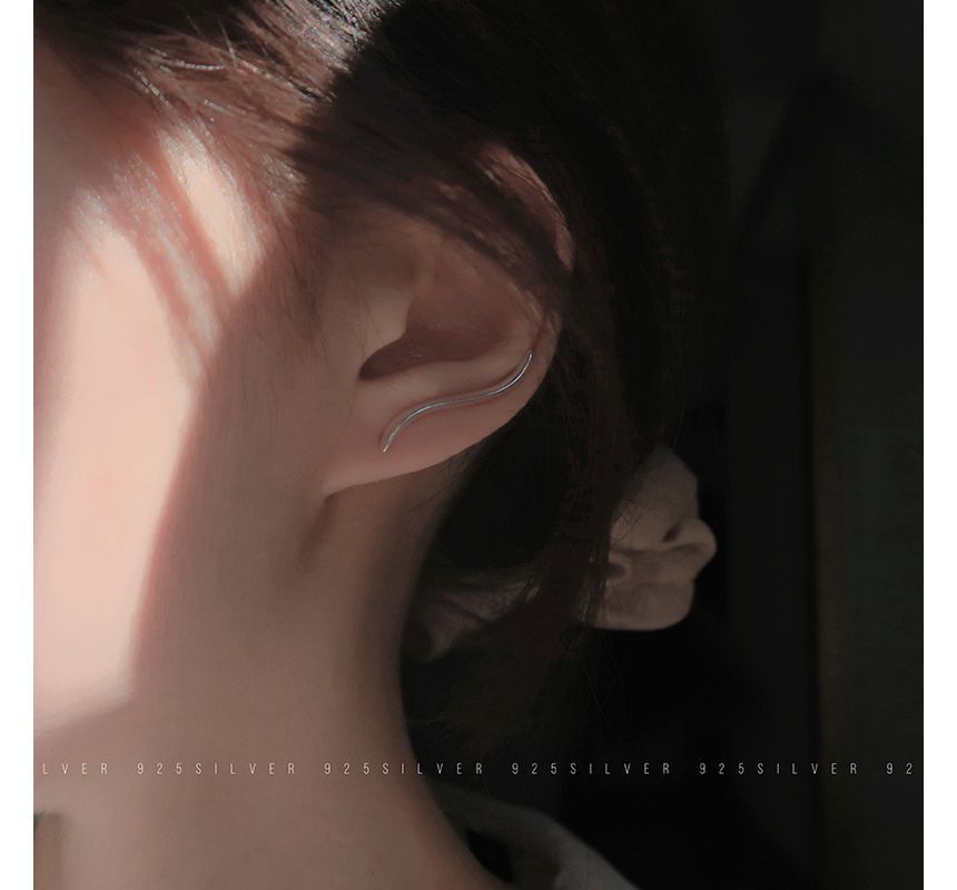 Through Earring Wave Pull Sterling Silver