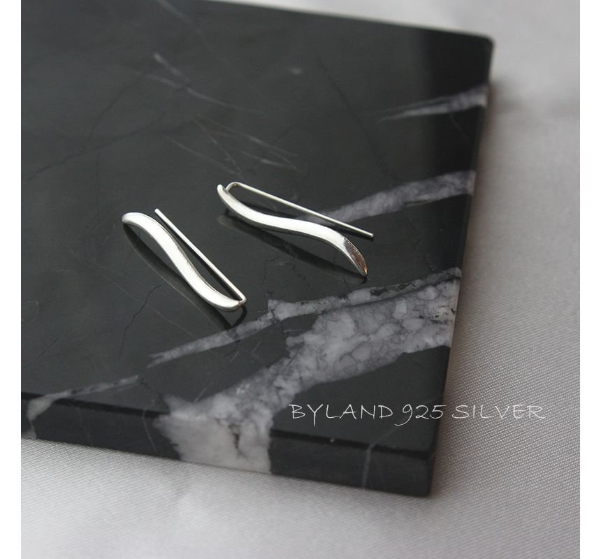 Through Earring Wave Pull Sterling Silver