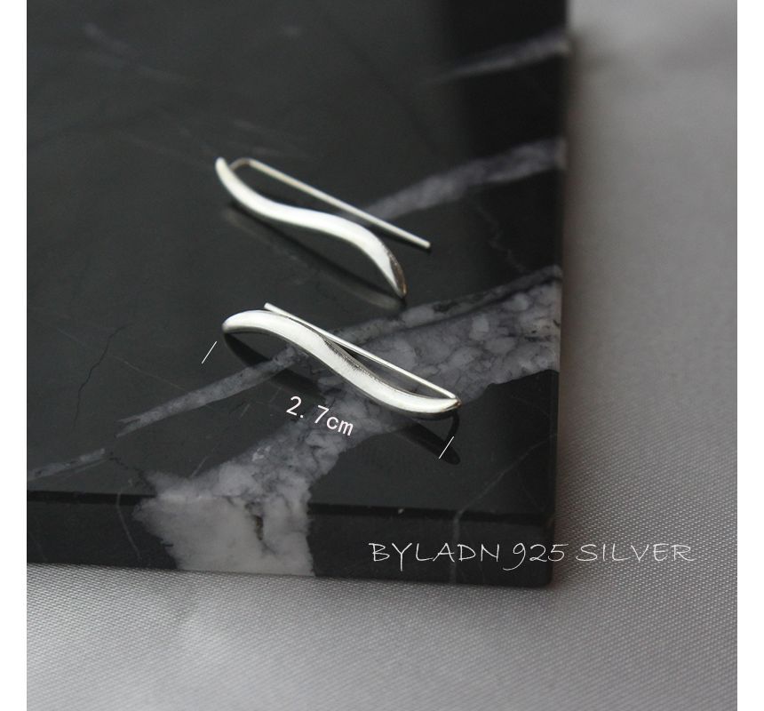 Through Earring Wave Pull Sterling Silver