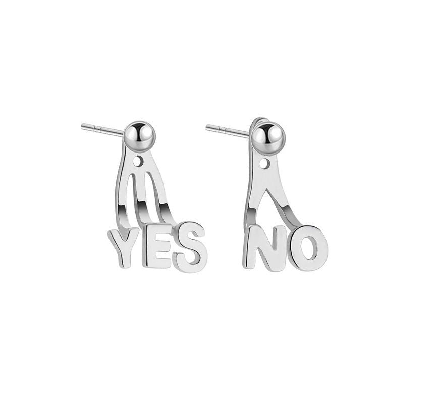 Silver Sterling Asymmetrical Lettering Ear Jacket