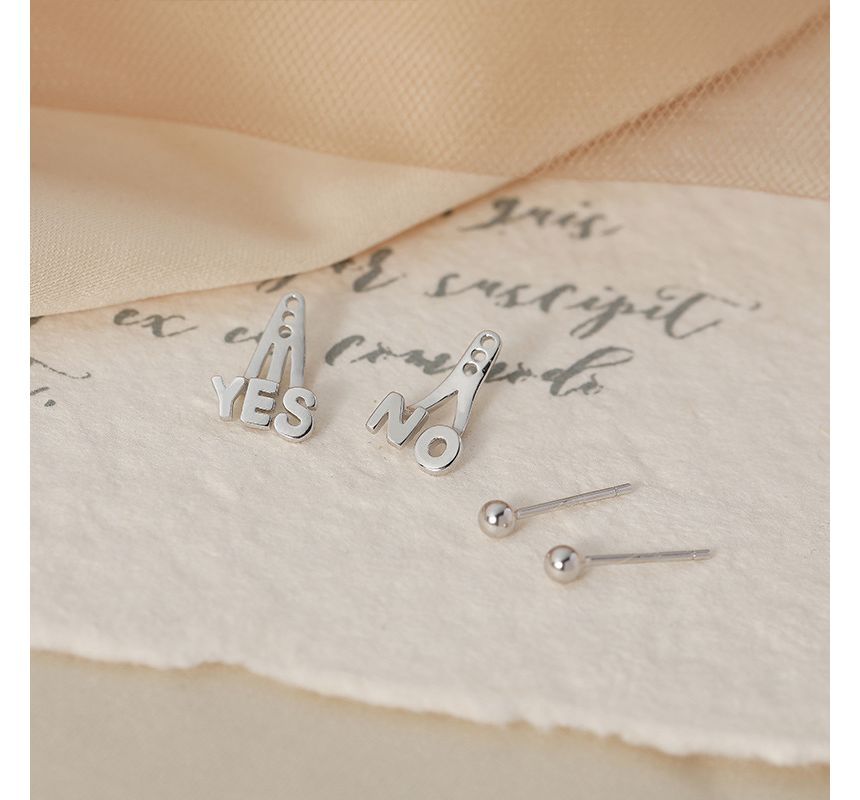 Silver Sterling Asymmetrical Lettering Ear Jacket