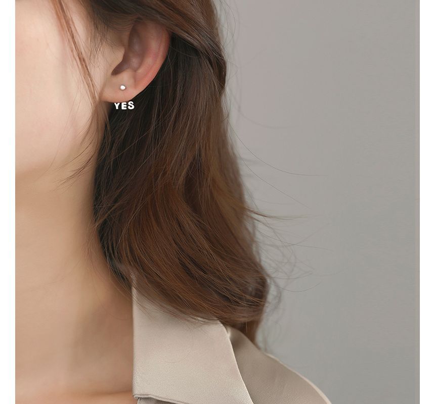 Silver Sterling Asymmetrical Lettering Ear Jacket
