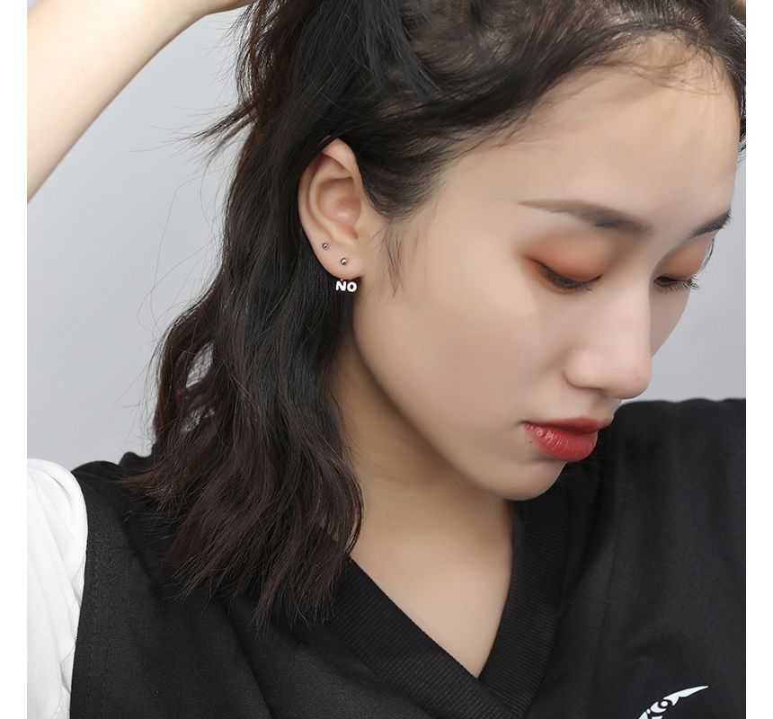 Silver Sterling Asymmetrical Lettering Ear Jacket