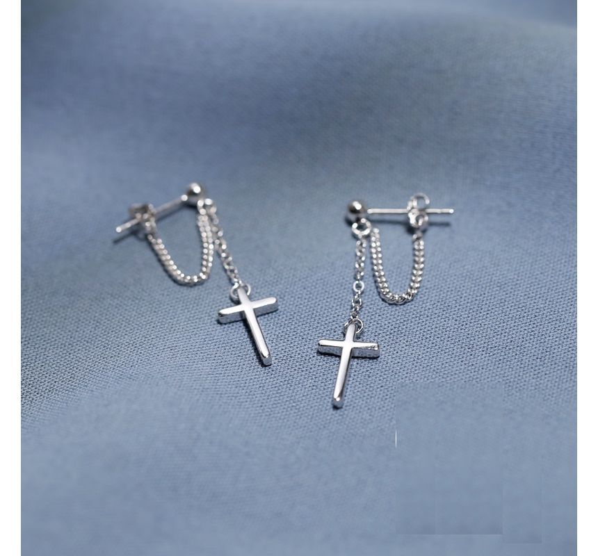 Drop Sterling Silver Earring Cross