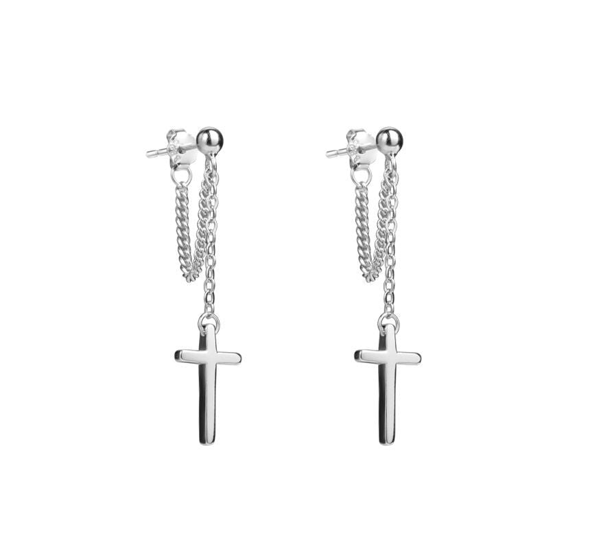 Drop Sterling Silver Earring Cross
