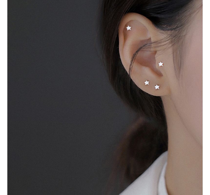 Silver Earring Star Sterling Stud