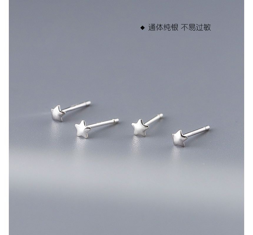 Silver Earring Star Sterling Stud