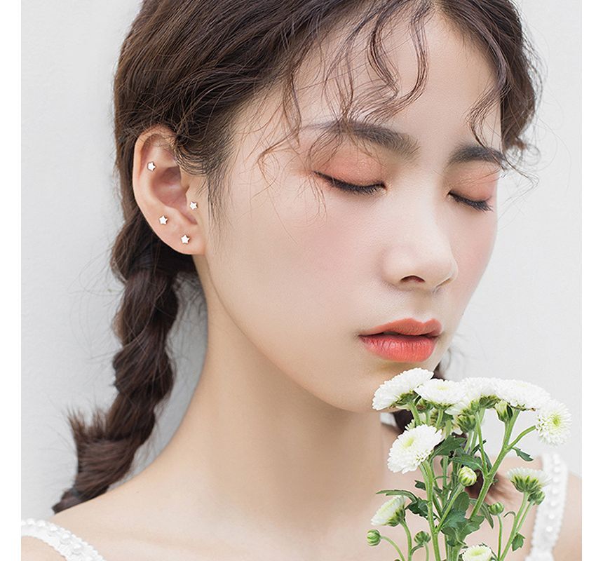 Silver Earring Star Sterling Stud