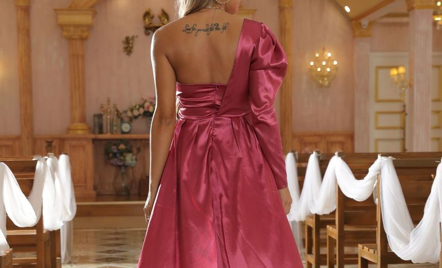 One-Shoulder Slit Gown Evening A-Line