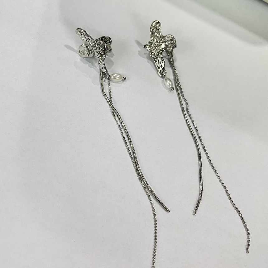 Fringed Clip-On Drop Shirred Earring