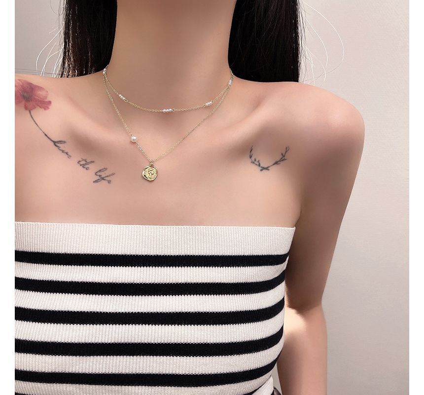 Necklace Floral Pearl Faux