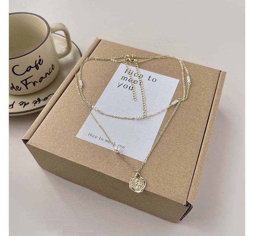 Necklace Floral Pearl Faux