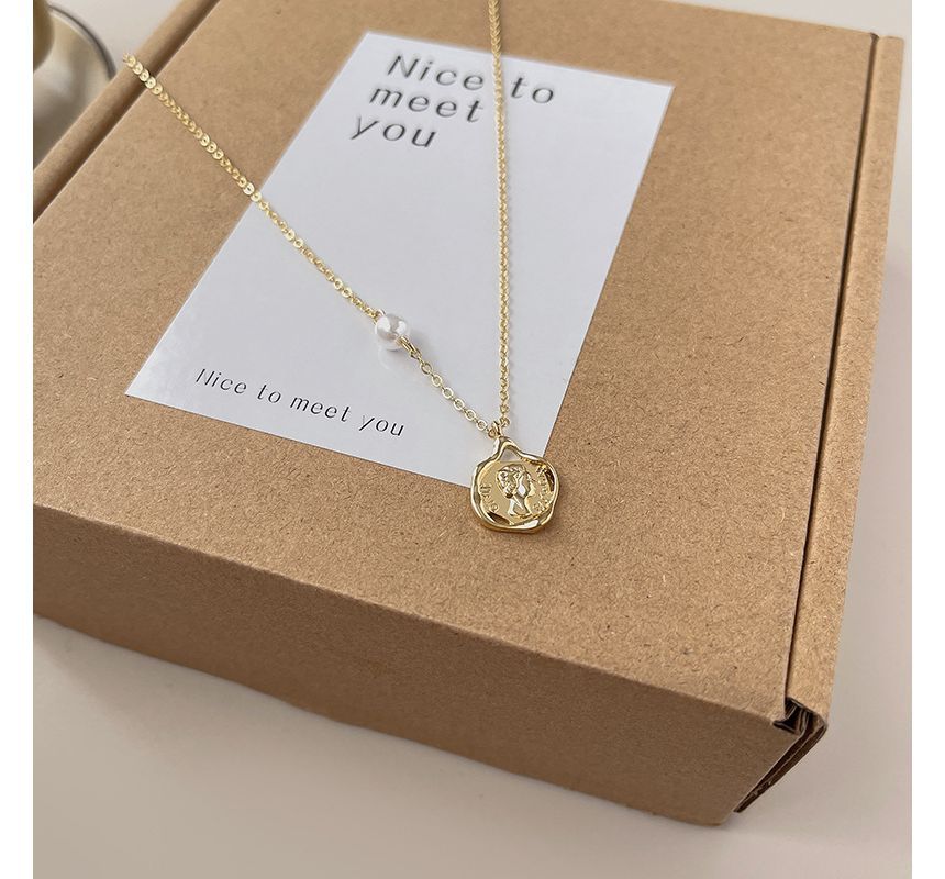 Necklace Floral Pearl Faux