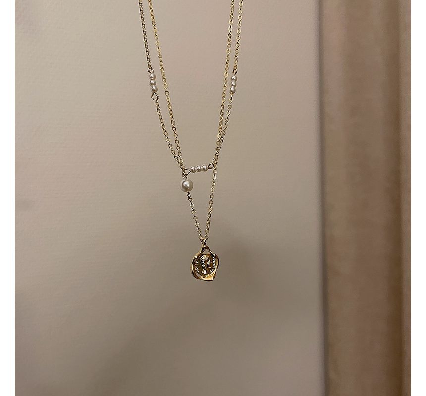 Necklace Floral Pearl Faux