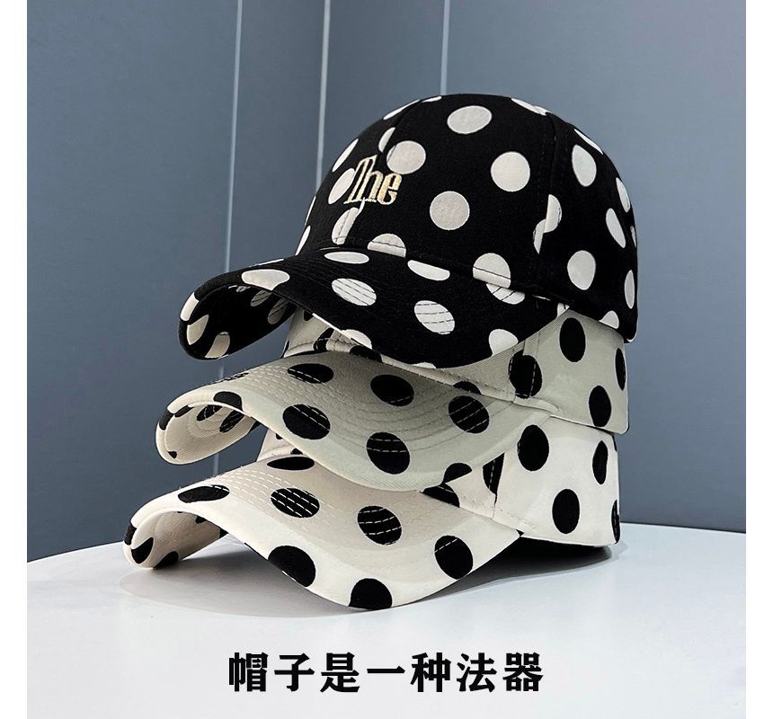 Lettering Polka Dot Embroidered Baseball Cap