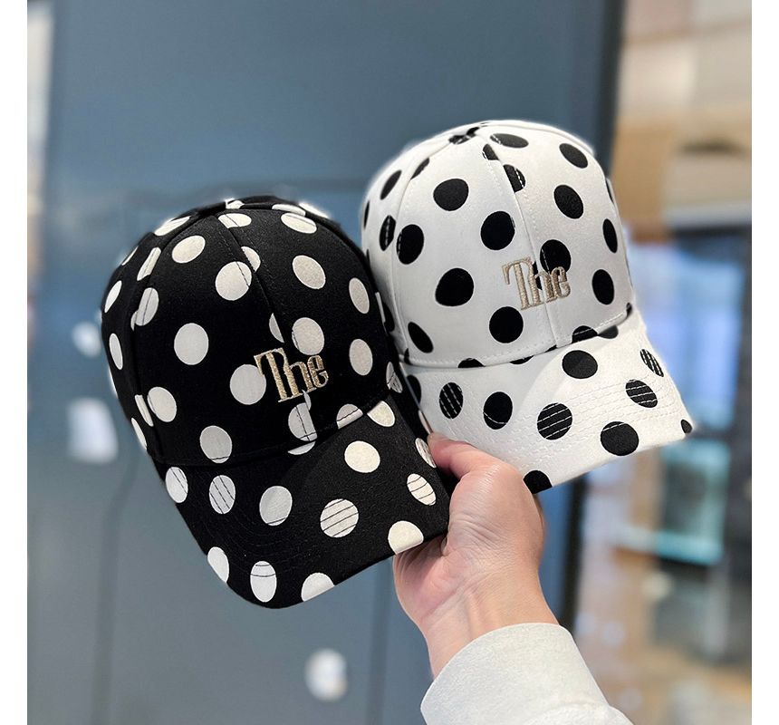 Lettering Polka Dot Embroidered Baseball Cap