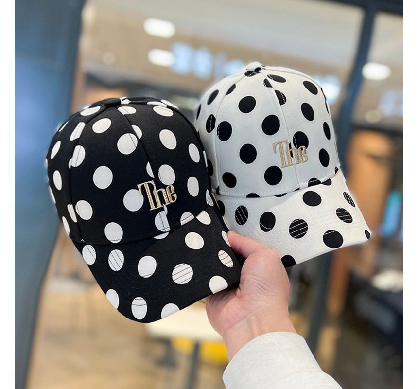 Lettering Polka Dot Embroidered Baseball Cap