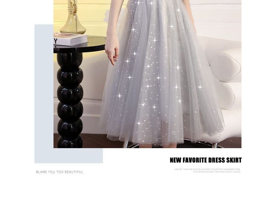 Shoulder Maxi Prom Cold Sequin Dress