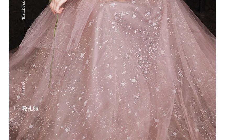 Maxi Prom Designs) Embellished Short-Sleeve Dress (Various