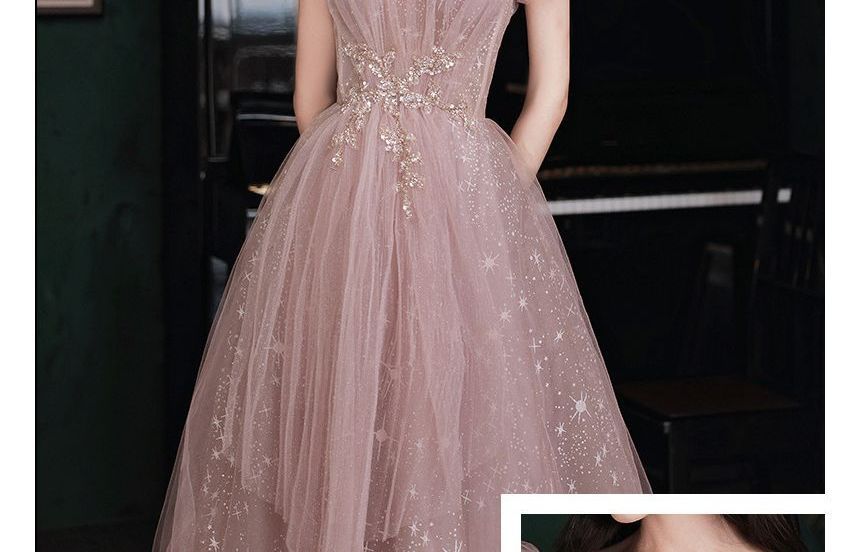 Maxi Prom Designs) Embellished Short-Sleeve Dress (Various