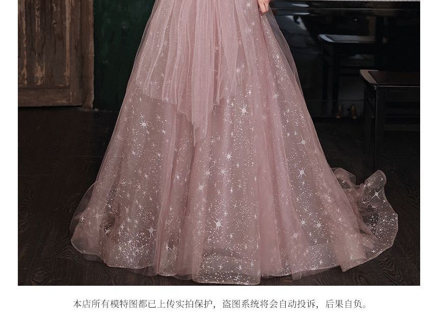 Maxi Prom Designs) Embellished Short-Sleeve Dress (Various