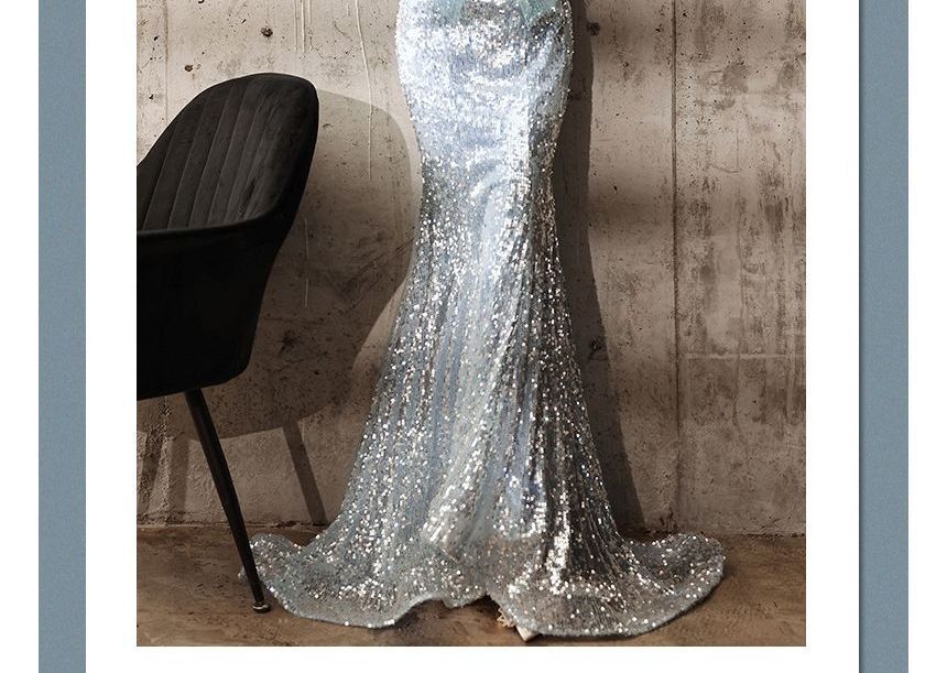 Strapless Mermaid Gown Evening Sequin