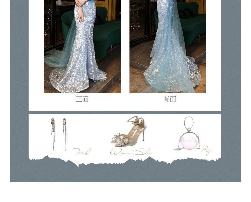 Strapless Mermaid Gown Evening Sequin