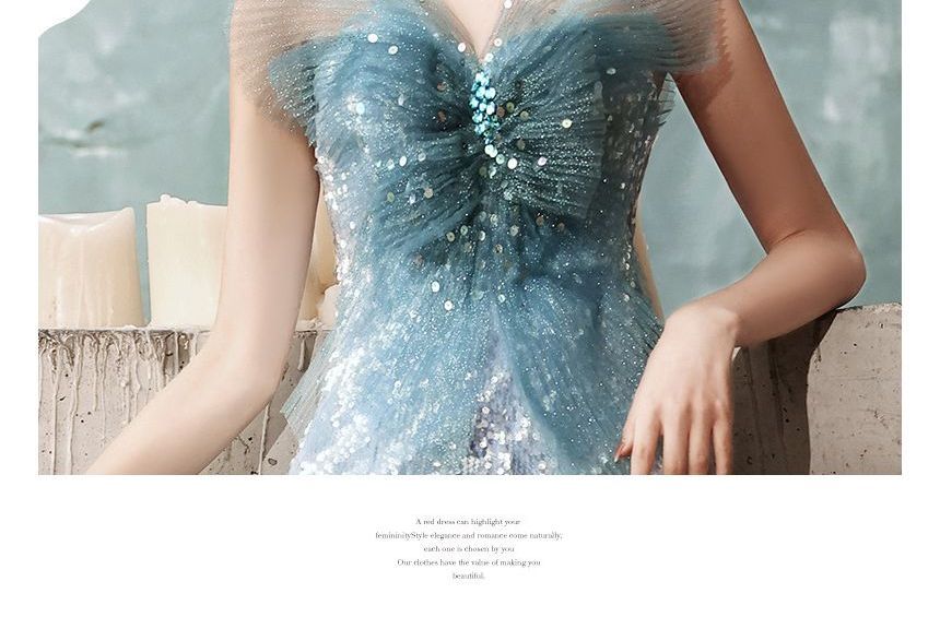 Strapless Mermaid Gown Evening Sequin