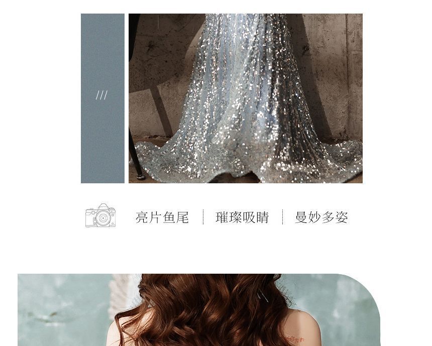 Strapless Mermaid Gown Evening Sequin