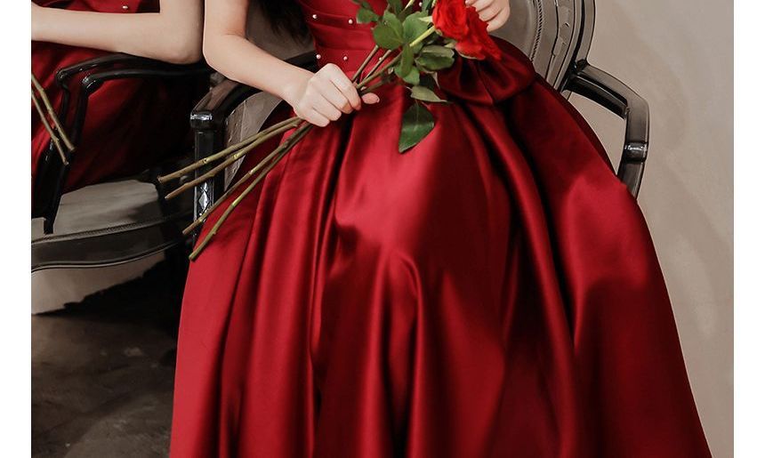 A-Line Puff-Sleeve (Various Designs) Bow Prom Embellished Dress