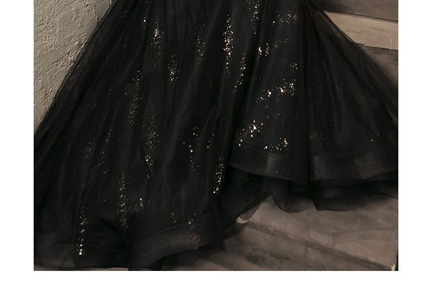 Evening Long-Sleeve A-Line Gown Sequin