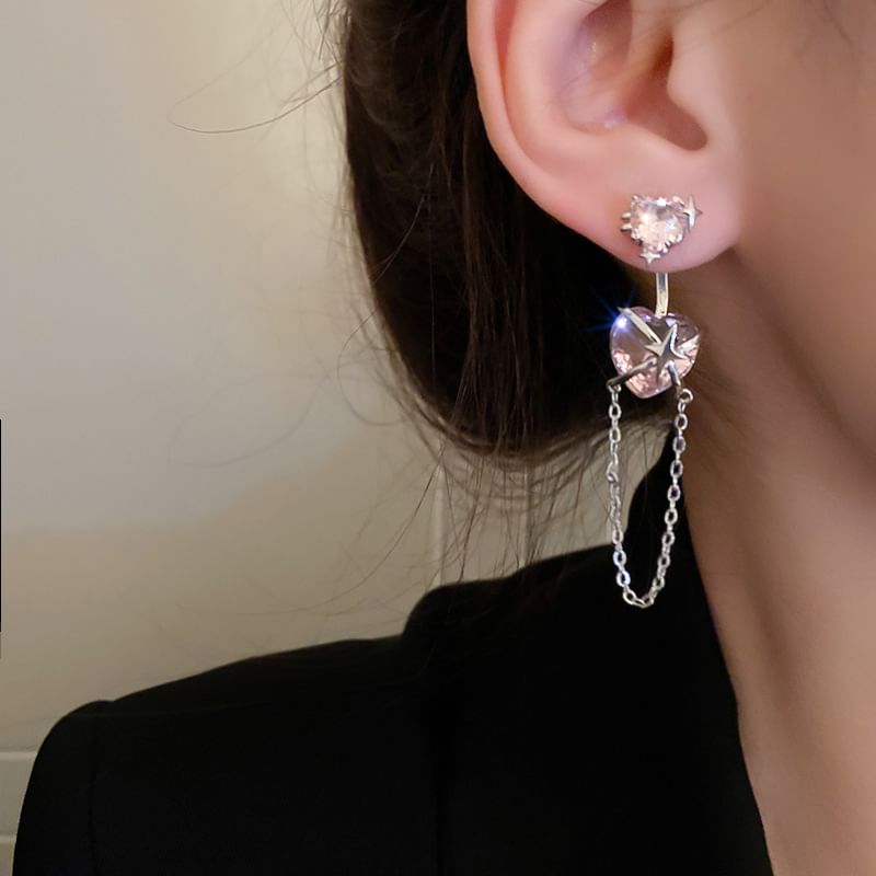 Earring designs) Heart Rhinestone (various Bow / Alloy