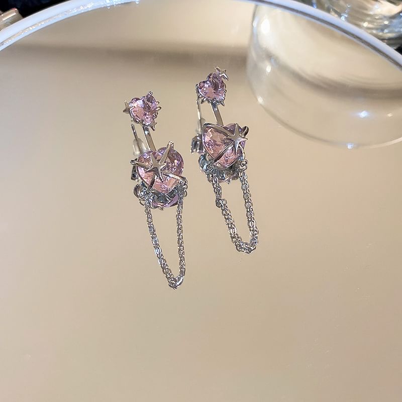 Earring designs) Heart Rhinestone (various Bow / Alloy