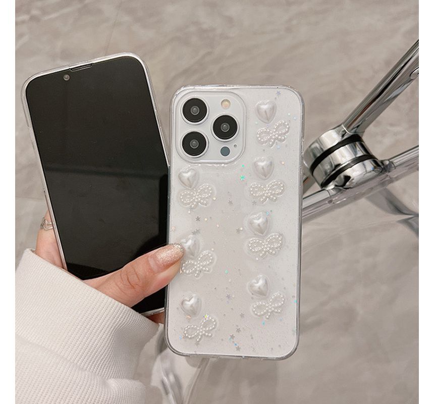 / Bow Heart Bear Case Transparent Phone