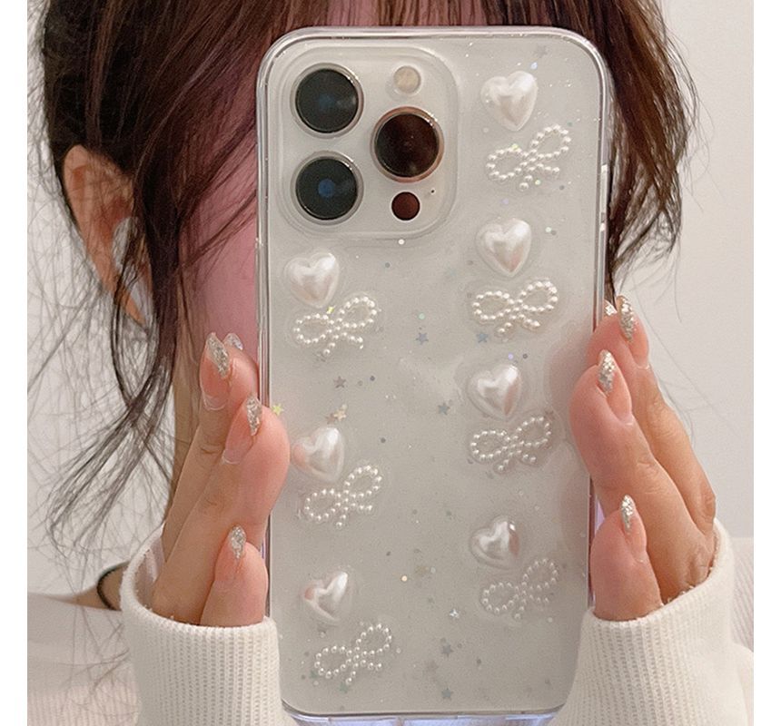 / Bow Heart Bear Case Transparent Phone