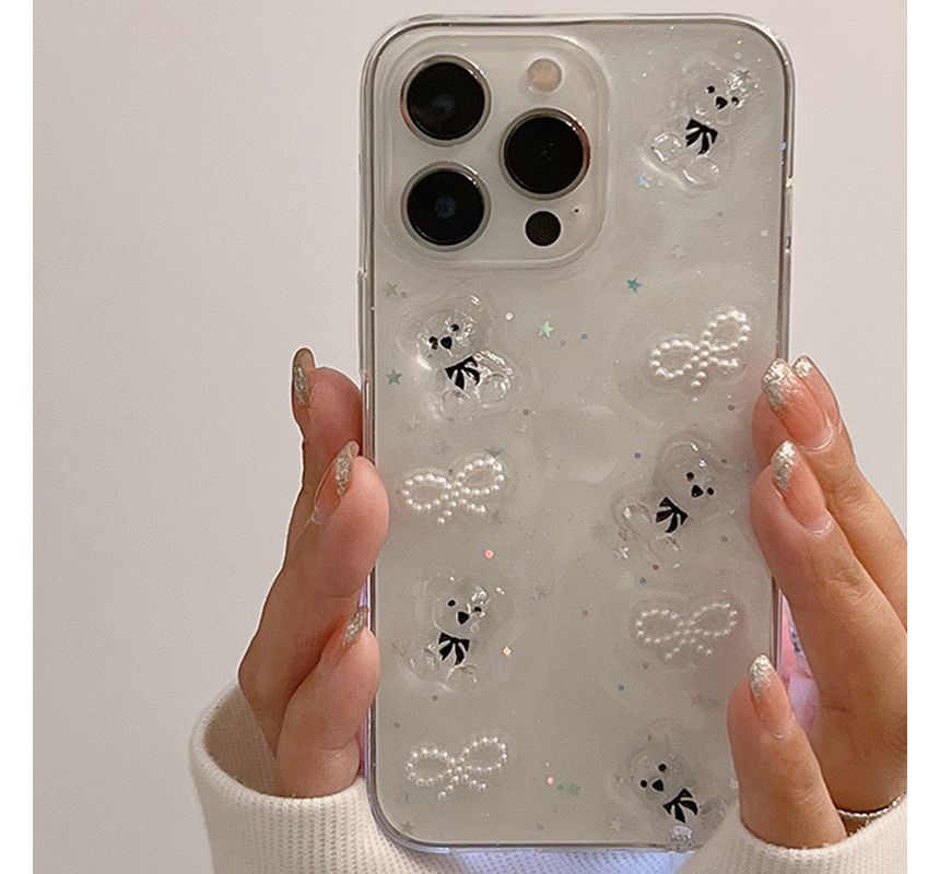 / Bow Heart Bear Case Transparent Phone
