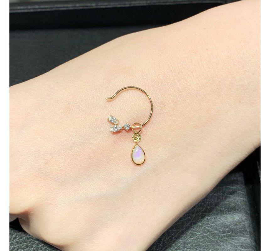 Dangle Pendant Faux Silver Sterling Gemstone Earring Leaf Rhinestone /