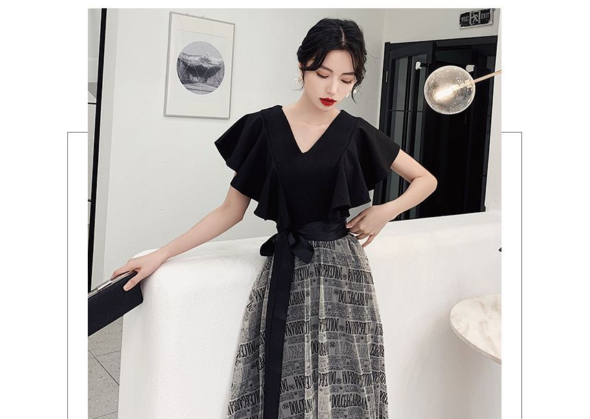 Dress Short-Sleeve Evening Gown A-Line Cocktail /