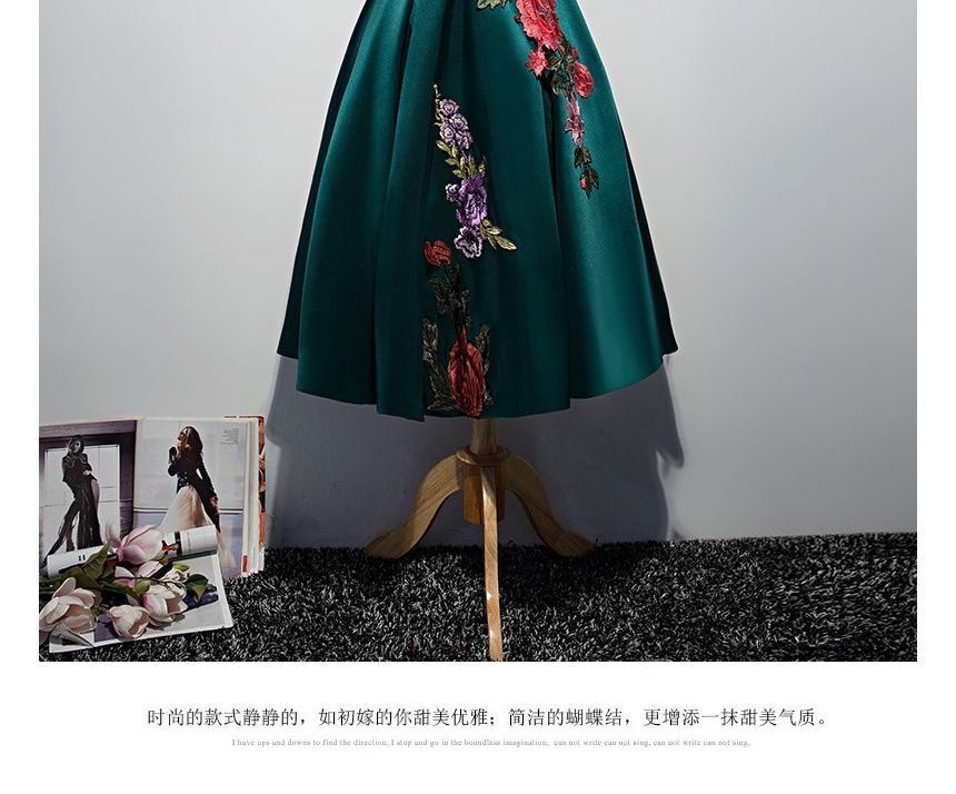 / Gown Dress Off-Shoulder A-Line Embroidered Evening Cocktail