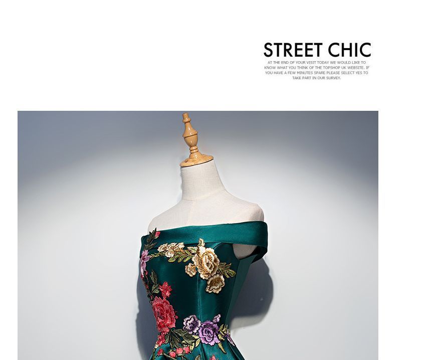 / Gown Dress Off-Shoulder A-Line Embroidered Evening Cocktail