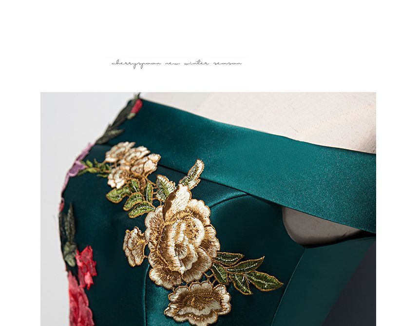 / Gown Dress Off-Shoulder A-Line Embroidered Evening Cocktail