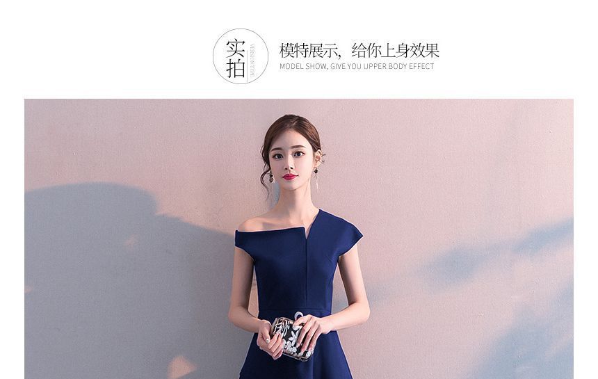 Asymmetrical Evening A-Line Cocktail Gown / Dress