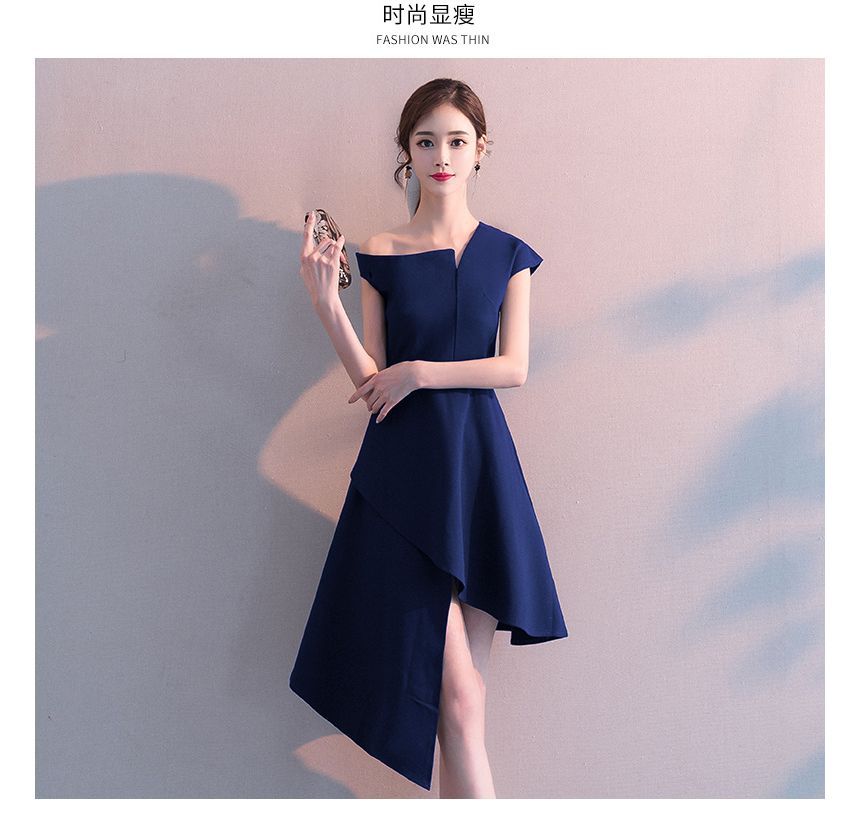 Asymmetrical Evening A-Line Cocktail Gown / Dress