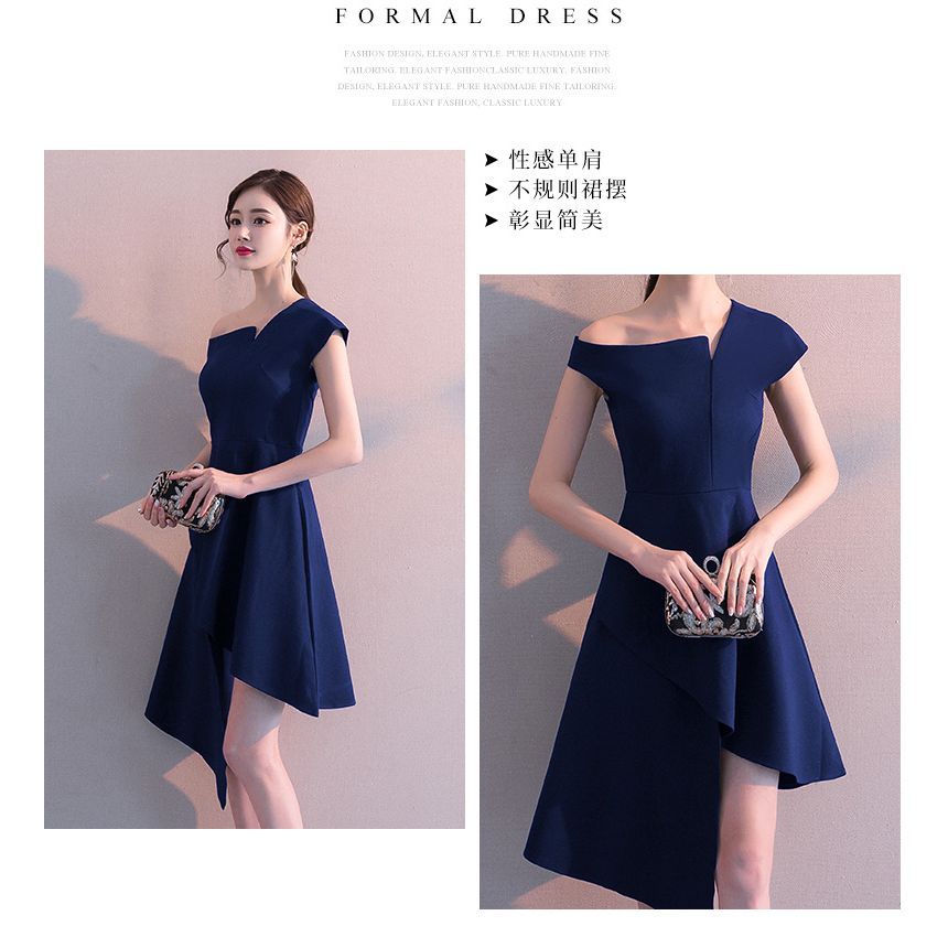Asymmetrical Evening A-Line Cocktail Gown / Dress