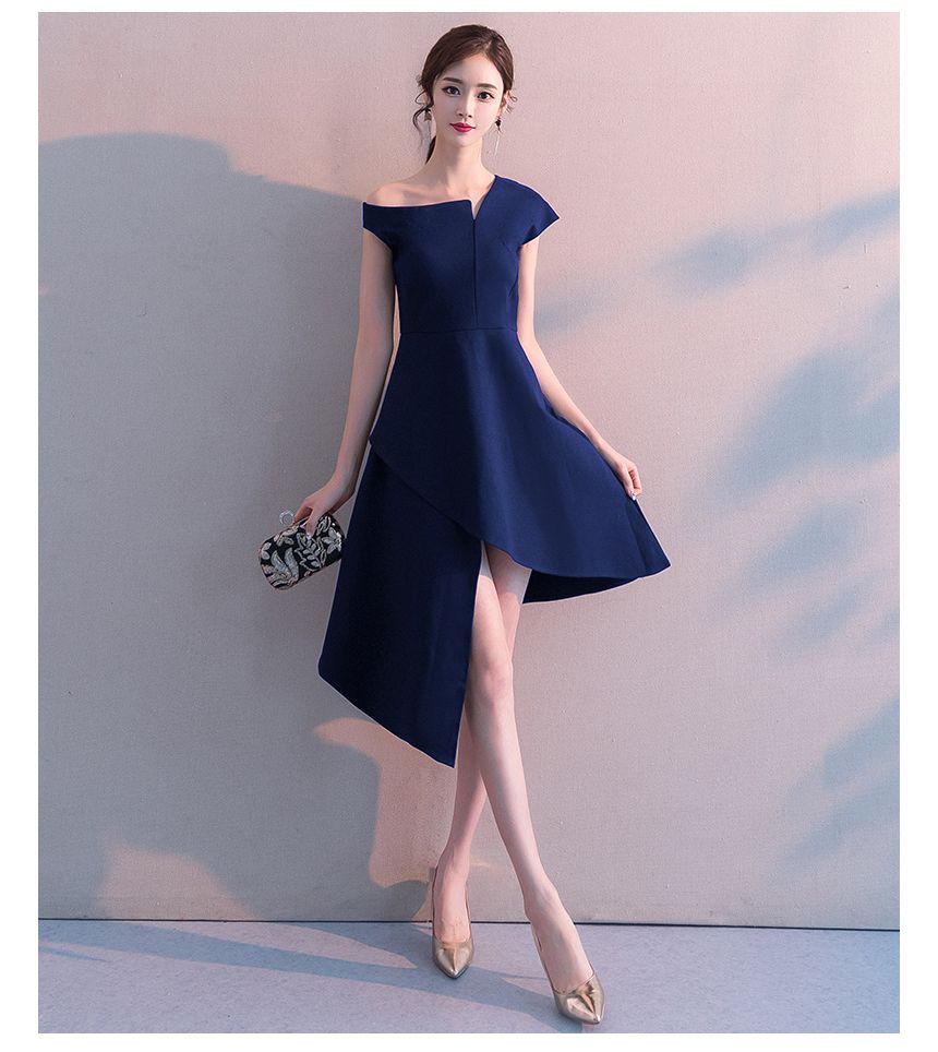 Asymmetrical Evening A-Line Cocktail Gown / Dress